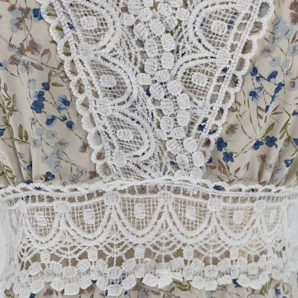 Prairie Maxi Dress Floral Lace Romantic Cottagecore Coastal Cowgirl Boho Size M - Picture 8 of 13